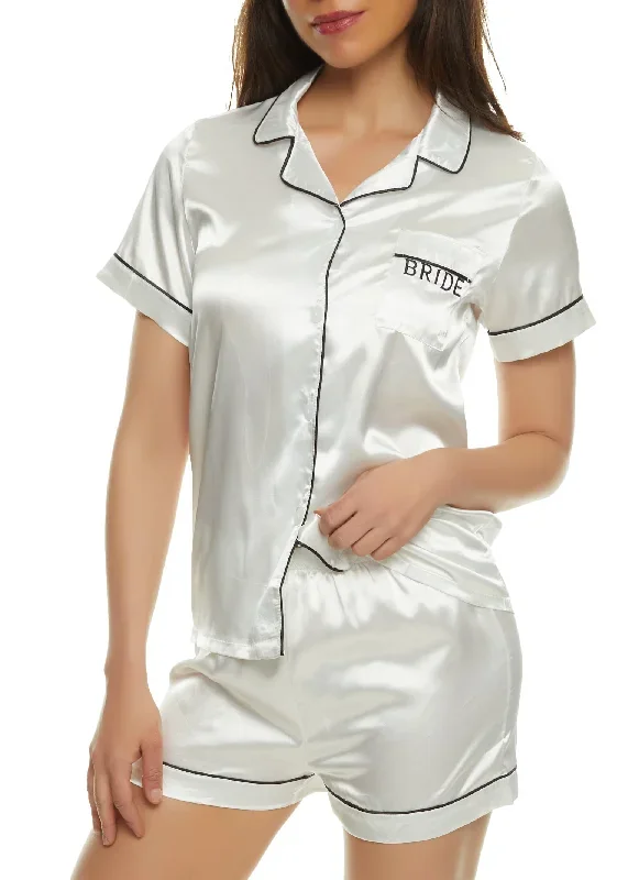 Satin Bridal Squad Pajama Shirt and Shorts