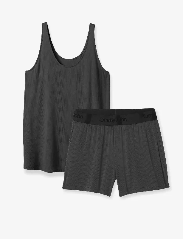 Women's Second Skin Luxe Rib Sleep Tank & Short Set