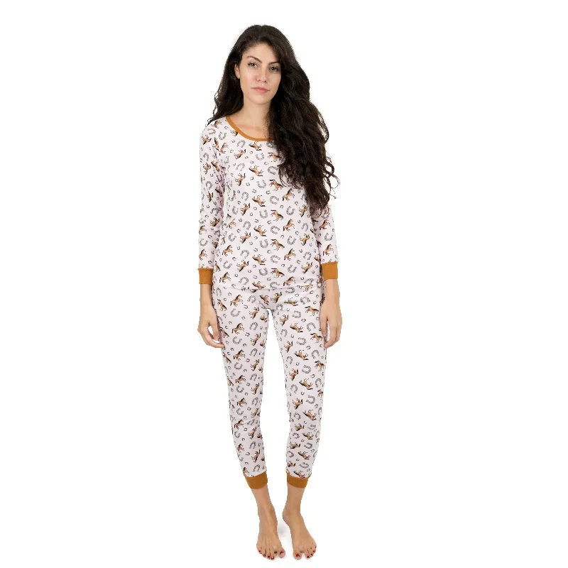 Womens Two Piece Cotton Pajamas Horse