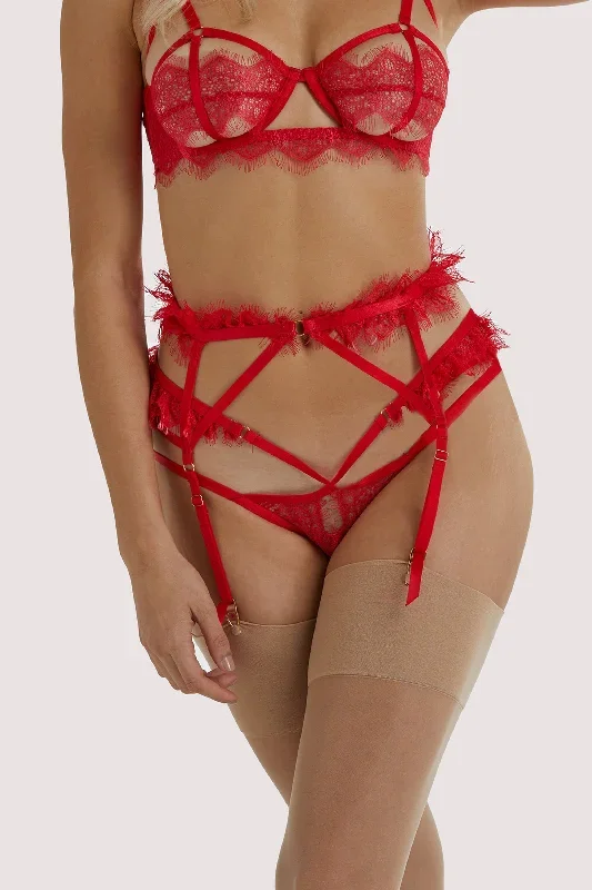 Chantal Red Lace Suspender