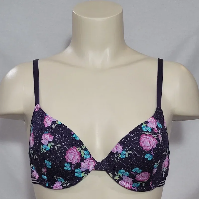 Xhilaration Cotton T-Shirt Convertible UW Bra 34A Purple Flower