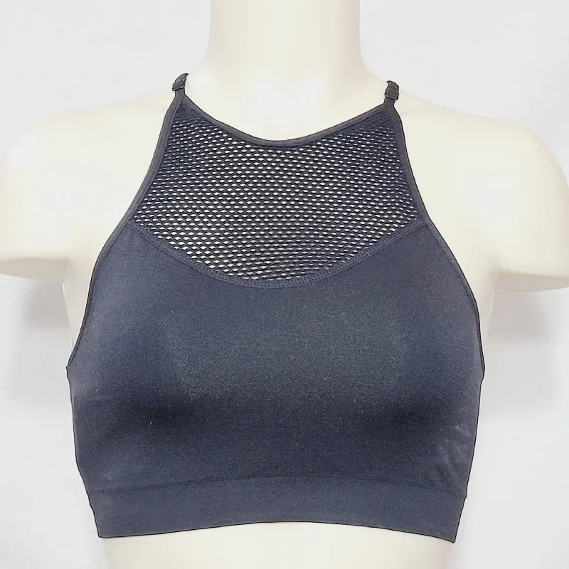 Xhilaration Wire Free High Neck with Mesh Bra Bralette SMALL Black