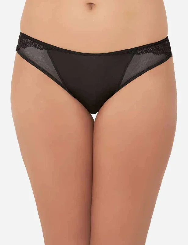 Zephyr Low Waist Medium Coverage Bridal Wear  Bikini Panty - Black